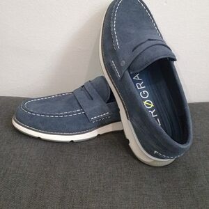 Cole Haan Zero Grand Blue Faux Nubuck Slip On Mens Loafers NWOT
